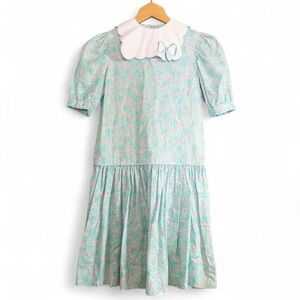 Charming Kids Casual Dress - Aqua and Pink Floral